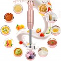 Keylitos 5-in-1 Immersion Hand Blender, Powerful 12-Speed Handheld Stick Blender with 304 Stainless Steel Blades, Chopper, Beaker, Whisk and Milk Frother for Smoothie, Baby Food, Sauces Red,Puree, Soup (Golden Pink)