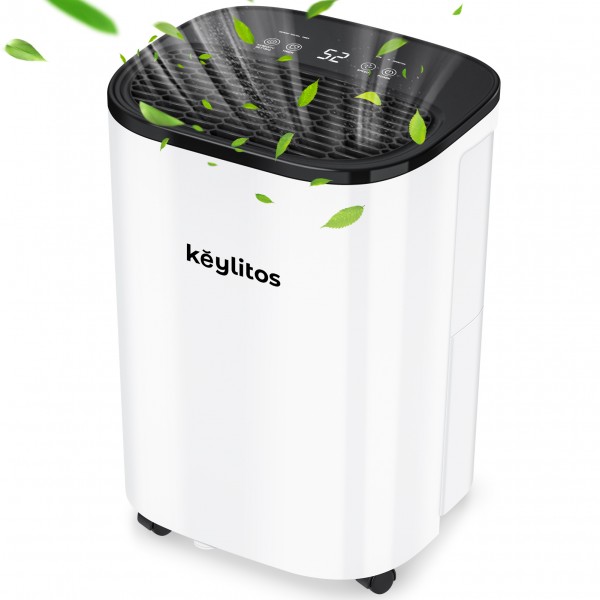 Keylitos 30 Pint Dehumidifiers for Home and Basements, 2000 Sq.Ft Quiet Dehumidifier with Drain Hose, Auto or Manual Drainage, Auto Shut Off, 24H Timer, Laundry Dry for Large Room, Garage, Bedroom, Bathroom