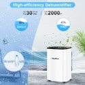 Keylitos 30 Pint Dehumidifiers for Home and Basements, 2000 Sq.Ft Quiet Dehumidifier with Drain Hose, Auto or Manual Drainage, Auto Shut Off, 24H Timer, Laundry Dry for Large Room, Garage, Bedroom, Bathroom