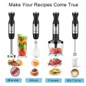 5-in-1 Immersion Hand Blender, Powerful 800W 12-Speed Handheld Stick Blender with Stainless Steel Blades, with Chopper, Beaker, Whisk and Milk Frother for Smoothie, Baby Food, Sauces Red,Puree, Soup（Black）