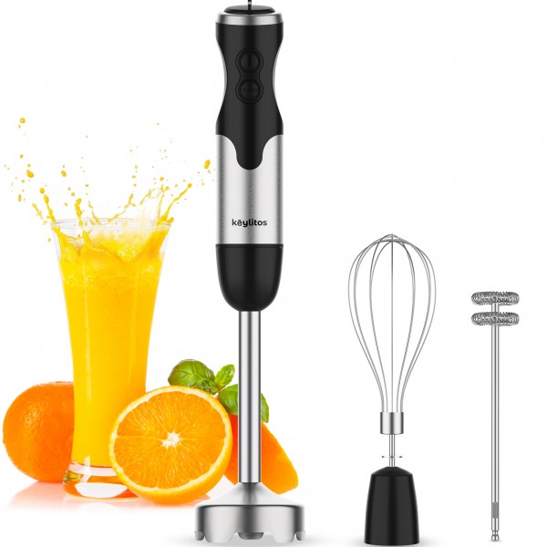 Immersion Hand Blender, 3-in-1 800W Multifunctional Hand Blender, Turbo Design & 12 Speed Stick Blender with Detachable Shaft, Whisk & Milk Frother for Making Smoothies, Puree, Baby Food, Soup, etc